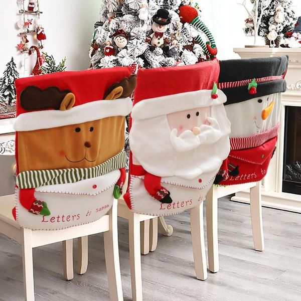 Housses de chaise mignon bonhomme de neige enveloppe couverture décoration de noël tissu doux Santa Elk poupées maison Restaurant fête fournitures