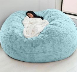 Couvoirs de chaise D72x35in Giant Fur Bean Sac Cover Big Round Soft Fluffy Faux Beanbag Sofa Lyza Bed Living Room Furniture Drop3686804