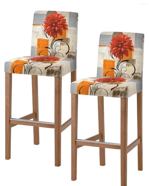 Housses de chaise Dahlia Orange Peinture à l'huile 2pcs Bar El Banquet Salle à manger Petit siège de protection pour la maison