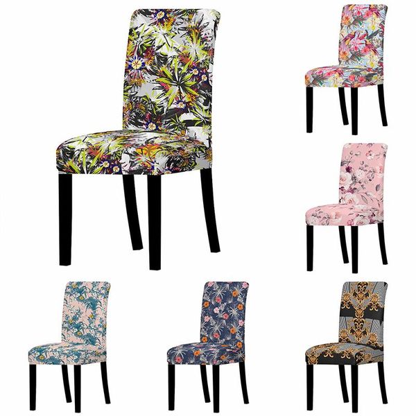Cubiertas de silla Cubierta de comedor Elástico Pastoral Impresión Moderno Sofá Muebles Conjunto Cocina Boda