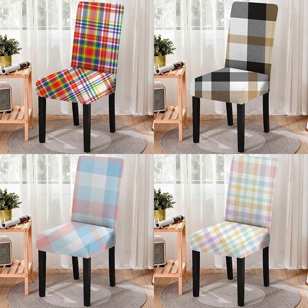 Housses de chaise salle à manger couverture Plaid géométrique impression housse extensible élastique siège cuisine tabourets décoration de la maison 1 PC