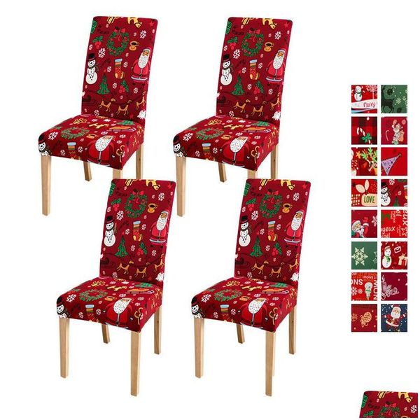 Cubiertas de sillas Comedor ers para decoración navideña el tramo de la mesa removible asiento slips de restaurante festival de vacaciones