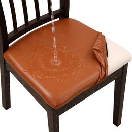 Housses de chaise de salle à manger en cuir PU solide, imperméable et résistant à l'huile, extensible, lavable, housse de protection amovible