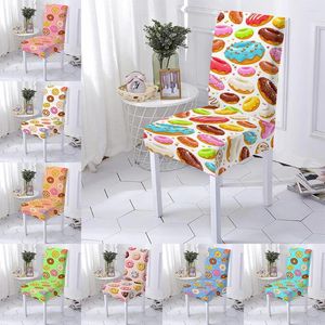 Stoelbedekkingen Donut Cover Cartoon Gedrukte Elastische Slipcovers Streth Seat Protector Case voor eetkamerfeest El Kitchen 1pc