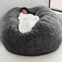 Stoelhoezen Drop 6ft-7ft lichtgrijs bont gigantische afneembare wasbare zitzak bedbedekking comfortabele woonkamer meubels luie bank catchair