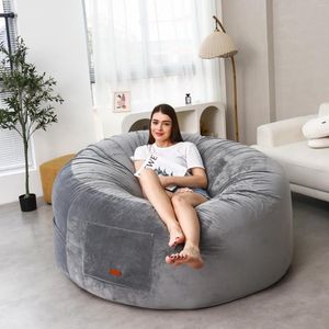 Housses de chaise Drop Giant Swan Peluche Bean Bag Cover 6-7ft Light Grey Seat Paresseux Canapé Salon Chambre Double