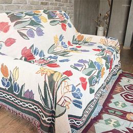 Stoelhoezen drop tulpen bloemen sofa dekking katoen anti-skid deken universele decoratieve slipcover fundas de handdoekmat