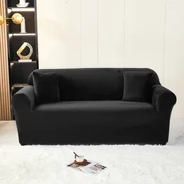 Cubiertas de silla DZQ Cubierta de sofá de terciopelo de felpa para sala de estar sólida Extensible Chaise Lounge 1/2/3/4 Asiento Slipcovers