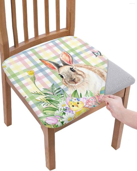 Housses de chaise oeuf de pâques fleur couleur housse de siège à manger housse de coussin extensible pour les chaises de cuisine à la maison