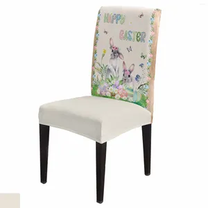 Housses de chaise, ensemble de housses de fleurs d'œufs de pâques, housse de siège en spandex extensible pour la cuisine, la salle à manger