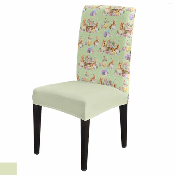 Housses de chaise en forme d'œuf de pâques, ensemble de housses à pois verts, pour la cuisine, en Spandex extensible, pour la maison, la salle à manger