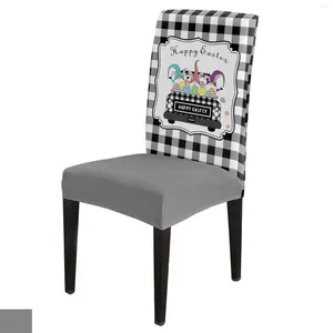 Couvercles de chaise oeufs de Pâques et couverture de grain à plaid blanc pour salle à manger spandex extensible siège de bureau à la maison