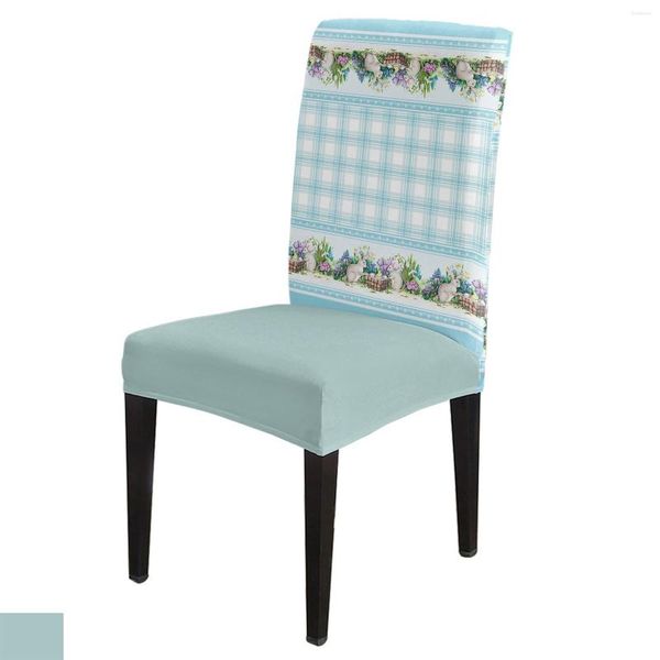 Fundas para sillas de Pascua ratón a cuadros acuarela grano de madera cubierta comedor Spandex asiento elástico hogar Oficina Decoración escritorio conjunto de fundas