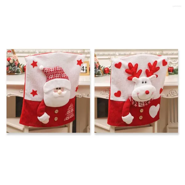 Couvre la chaise couverte écologique festive Christmas Santa Claus Snowman Elk Design Adorable pour les chaises