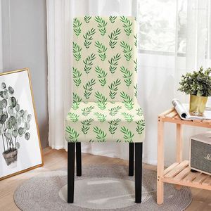Couvre la chaise couverture élastique Modèle de feuilles vertes Habover pour la salle à manger Stretch Office Case Anti-Dirty amovible