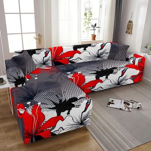 Stoelbedekkingen Elastische bloembank voor woonkamer Red Rose Gedrukte bank Cover Slipcover meubels Protector Home Decoratie