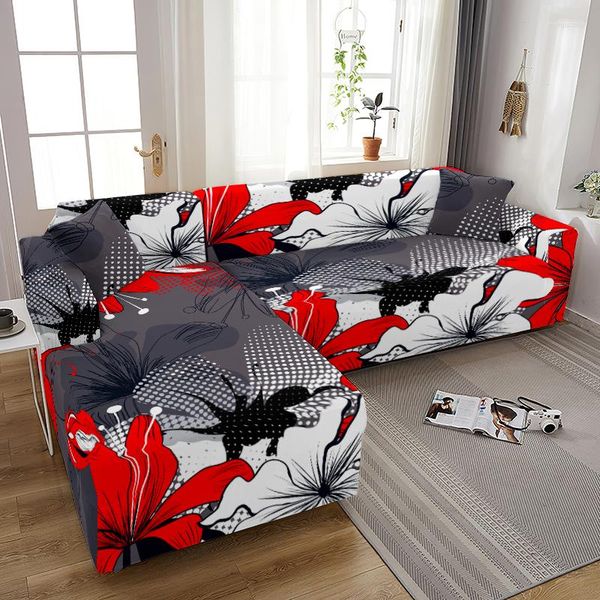 Housses de chaise élastique fleur canapé pour salon rouge Rose imprimé canapé couverture housse meubles protecteur décoration de la maison