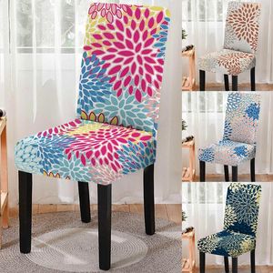 Housses de chaise élastique géométrique fleur impression salle à manger couverture Strech multicolore housse siège pour cuisine tabouret décor à la maison