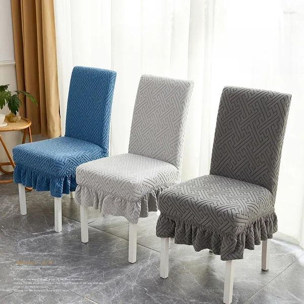 Cubiertas de silla Elástico Jacquard Terciopelo Cubierta de asiento Encaje engrosado Totalmente envuelto A prueba de polvo Versátil Comodidad Antideslizante