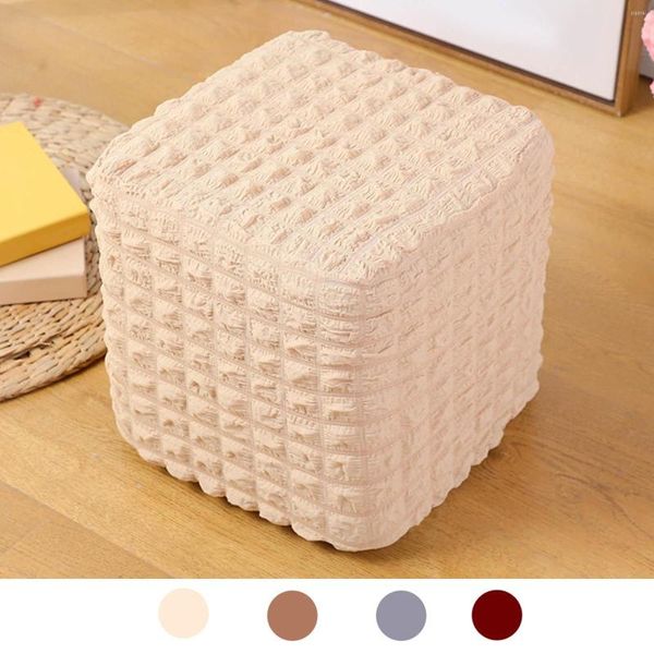 Housses de chaise élastique pouf couverture carré doux amovible repose-pieds tabouret Polyester pour bureau maison chambre salle à manger