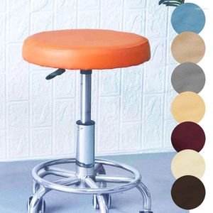 Stoelbedekkingen Elastische PU Leather Round Stool Cover waterdichte pompbeschermer Bar Salon Zitkussen Mouw vuilbestendig