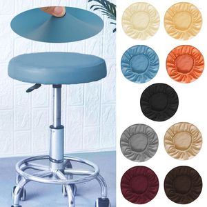 Stoelbedekkingen Elastische PU Leather Round Stool Cover waterdichte pompbeschermer Bar Salon Small stoelen Kussen Mouw Slip