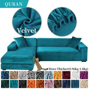 Housses de Chaise en velours élastique, housse d'angle pour canapé, bleu Turquoise, anti-rayures de chat, pour salon, 231023