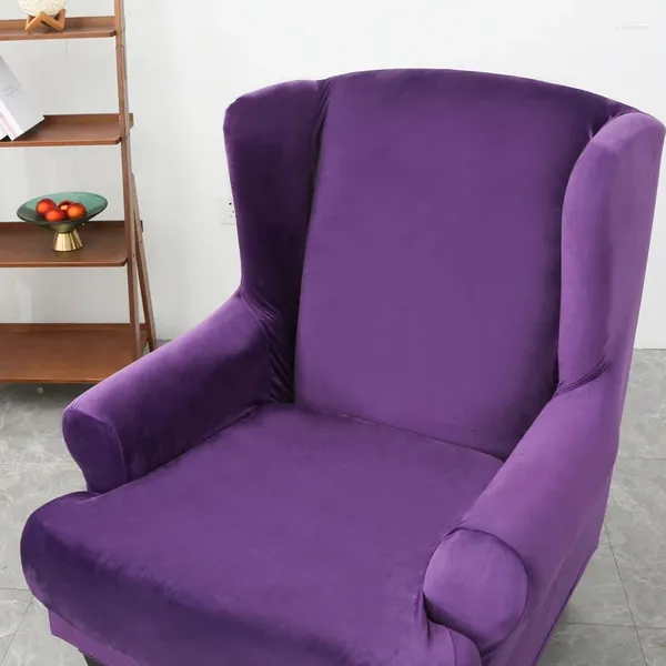 Couvre la chaise Elastic Velvet Wing Cover Stretch Spandex Wingback Failchair Lazy Boy Lounge King Sofa Holbcovers pour le salon