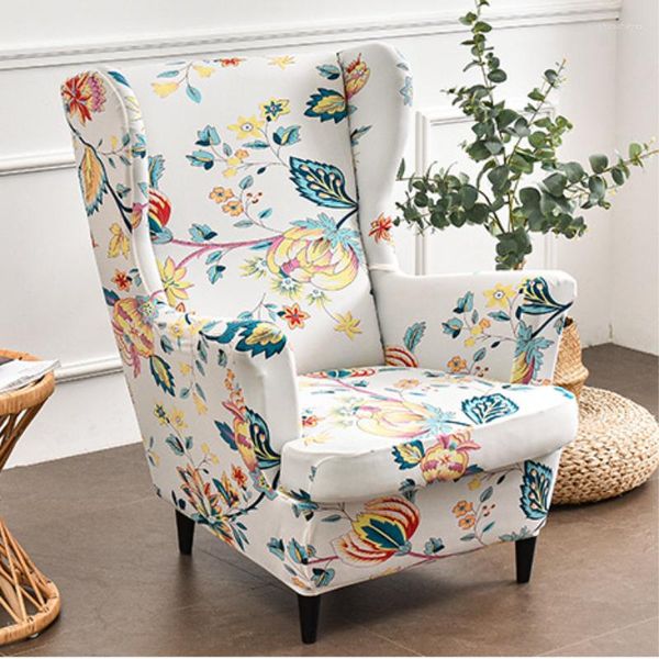 Housses de chaise élastique aile couverture fauteuil pastorale plante fleurs noël housse rouge noir gris marine canapé protecteur décor à la maison