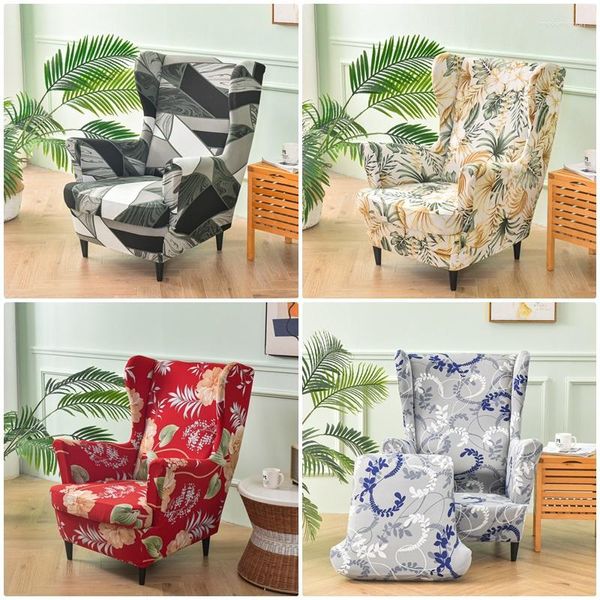 Housses de chaise Housse d'aile élastique Housses de canapé à oreilles imprimées Stretch Spandex Fauteuil Salon Chambre Ailes Chaises