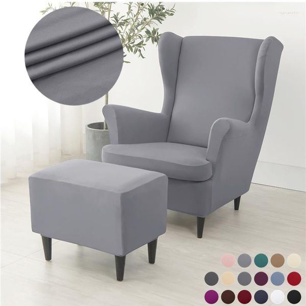 Housses de chaise housse d'aile élastique Spandex fauteuil à dossier haut amovible couleur unie Relax housses de canapé avec coussin de siège