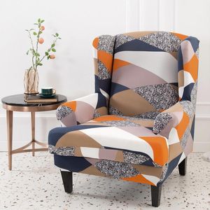 Housses de chaise Housse élastique Wingback Protecteur de fauteuil en pente géométrique Amovible Relax Housse de canapé avec coussin de siège