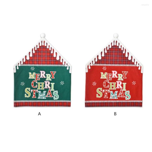 Housses de chaise lettres anglaises joyeux noël couverture mariage décoratif grille chapeau forme pliable housse Arrangement vert