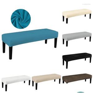 Housses de chaise ERS 1 pièce long banc ER tabouret de pied élastique canapé extensible repose-pieds tissu Veet pour la maison salon livraison directe jardin Dhr8N