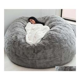 Housses de chaise Ers 135150Cm Nt Fur Bean Bag Er Big Round Soft Fluffy Faux Beag Lazy Sofachair Drop Delivery Home Garden Textiles Sas289d