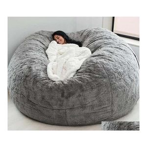 Chaise Couvre Ers 135150Cm Nt Fur Bean Bag Er Big Round Soft Fluffy Faux Beag Lazy Sofachair Drop Delivery Home Garden Textiles Sas237U