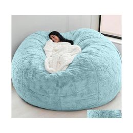 Housses de chaise Ers D72X35In Nt Fur Bean Bag Er Big Round Soft Fluffy Faux Beag Paresseux Canapé-lit Salon Meubles Drop Delivery Home Dhlpr