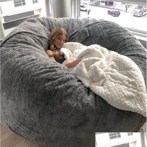 Housses de chaise Ers Drop Lazy Canapé Siège de sol Canapé inclinable Pouf NT Doux Fluffy Fourrure Slee Futon Bean Bag pour Adt Kid Relaxchair Livraison DHW0X