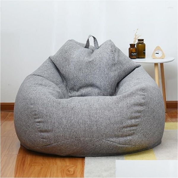 Housses de chaise Ers Lazy Sofa Er Bean Bag Lounger Seat Meubles de salon sans remplissage Beag Lit Pouf Puff Couch Tatami Drop Delivery Dhu7V