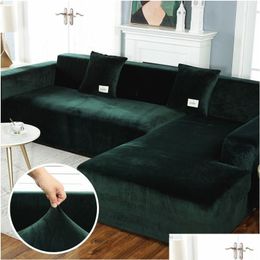 Cubiertas de silla Ers P Sofá Er Veet Esquina de cuero elástico Seccional para sala de estar Conjunto de sofá Sillón L Forma Slipers Drop Entrega OT8KY