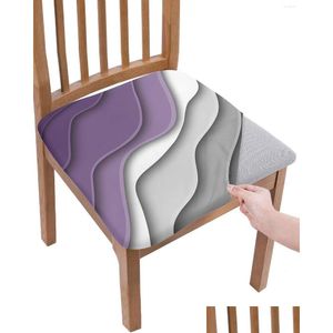 Cubiertas de silla Ers Púrpura Gris Degradado Moderno Geométrico Abstracto Elástico Asiento Er para Slipers Protector para el hogar Estiramiento Drop Entrega Garde Dhxfz
