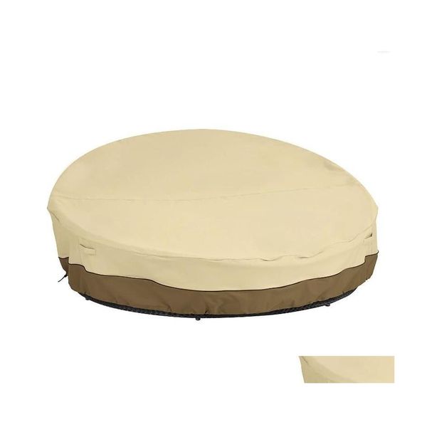 Cubiertas de silla Ers Round Daybed Er 90 pulgadas 210D Heavy Duty Oxford Tela Day Bed Sofá Impermeable UV Resistente a la intemperie Drop Entrega HO DHBFV