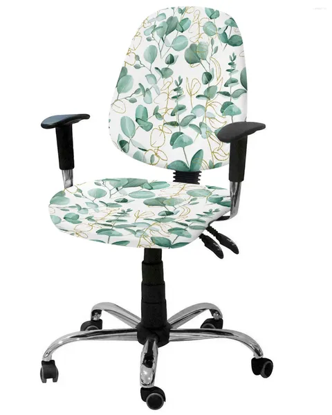 Cubierta de silla Eucalipto Planta Hojas verdes Abstractas del sillón elástico Cubierta de la computadora Cubierta de la oficina removible Asiento dividido