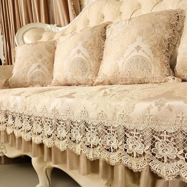 Housses De Chaise Europe Dentelle Housse De Canapé 1 2 3 Places De Luxe Meubles Housse Inclinable En Cuir Canapé Serviette Fauteuil Antidérapant Salon