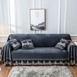 Housses de chaise Europe housse de canapé serviette pour salon gris courte peluche housses extensible meubles canapé luxe dentelle décor