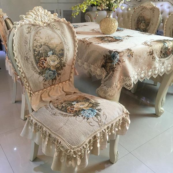 Housse de chaise européenne, ensemble de housses de luxe, nappe de table à manger, coussin quatre saisons, décoration universelle pour la maison, antidérapante