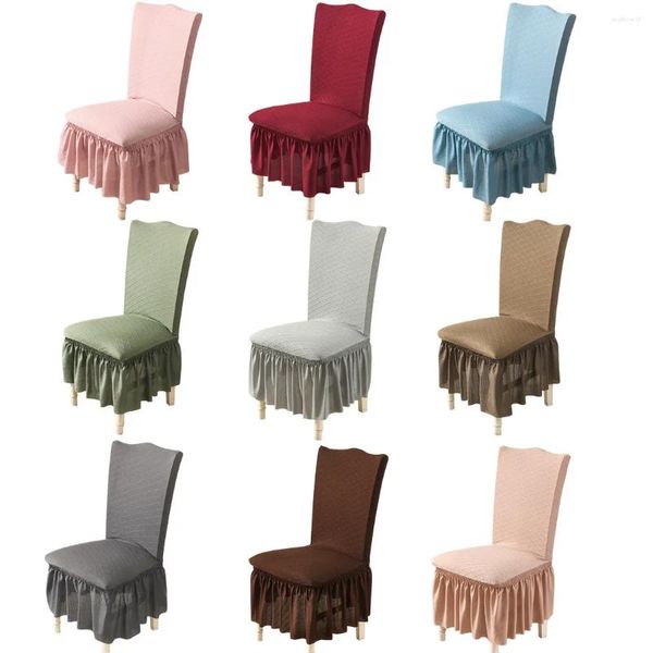 Couvre-chaise Couvre European Elastic Tricoted Jacquard Fabric Couverture de jupe de jupe en dentelle universelle pour décor de mariage