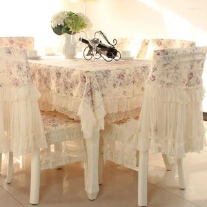 Stoelhoezen Europese geborduurde tafelkleden Modern eenvoudig roze rechthoekig kanten doek Eethuis anti-vuil kussen