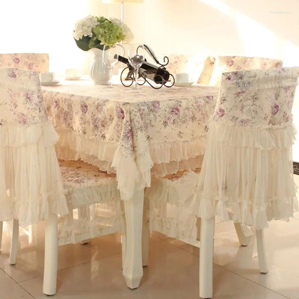 Housses de chaises, nappes brodées européennes, modernes, simples, roses, rectangulaires, en dentelle, pour salle à manger, maison, coussin Anti-sale