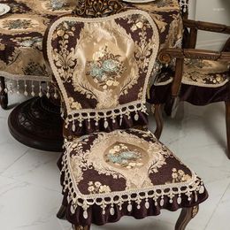 Housses de chaise, Style européen, coussin de salle à manger, housse brodée en Jacquard, quatre saisons, décoration universelle pour la maison, antidérapante